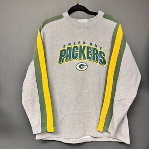 men's Large vintage Greenbay Packers  crewneck sweatshirt striped sleeve